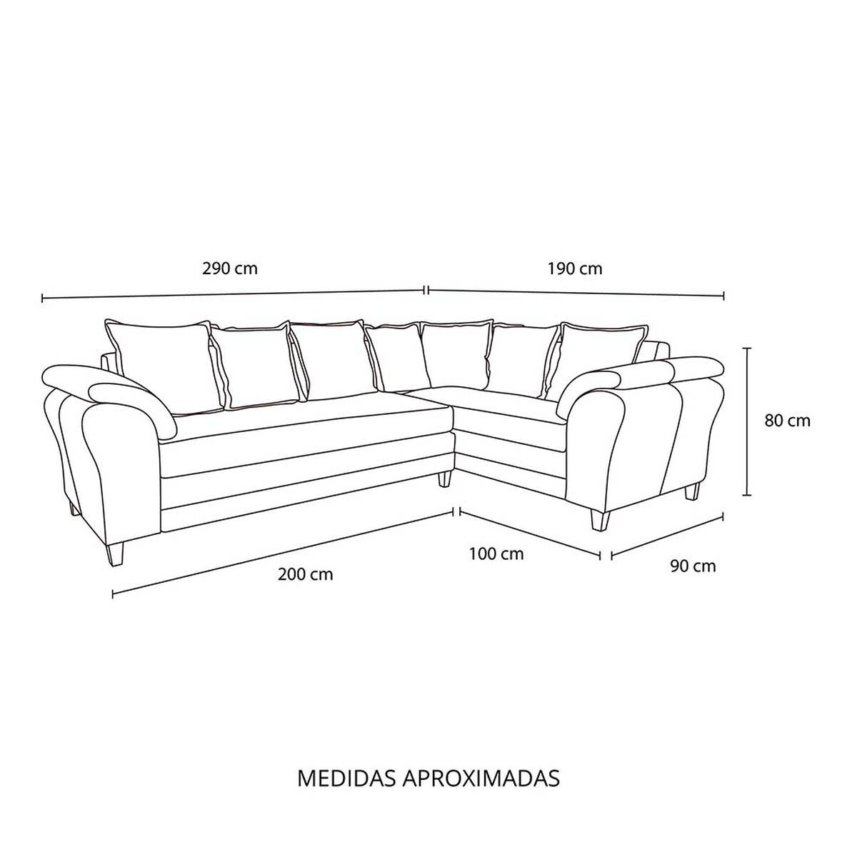 Sof&aacute; Seccional Derecho Living Factory Capri 5 Cuerpos Gris