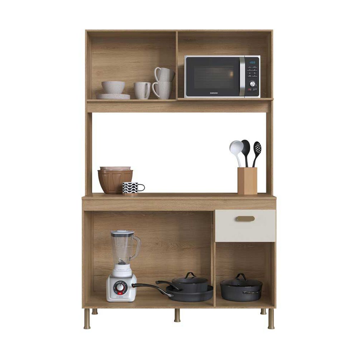Mueble de Cocina Home Mobili Venus 4 Puertas 1 Cajón Café y Blanco Off