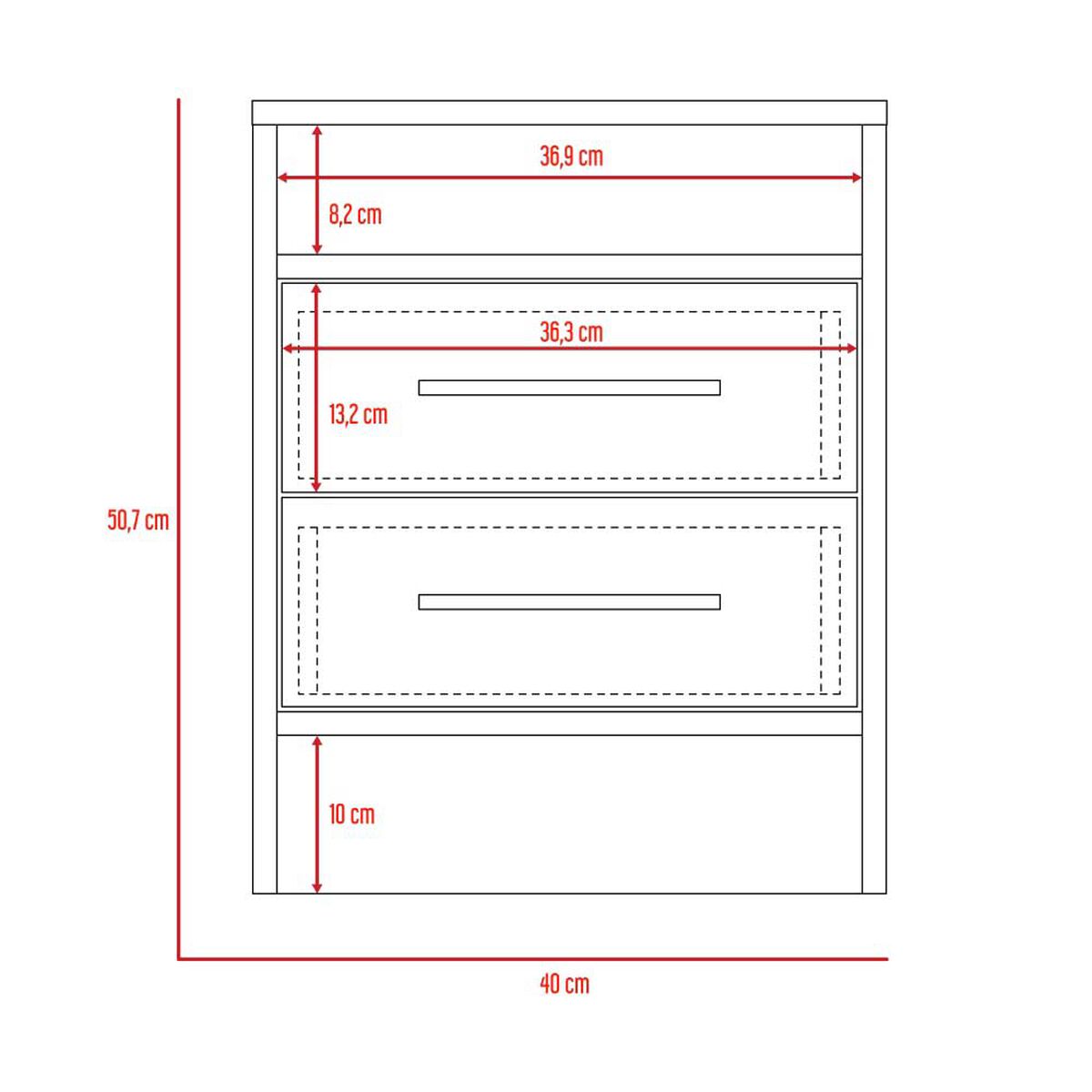 Velador Tuhome Eter 2 Cajones Milan y Blanco