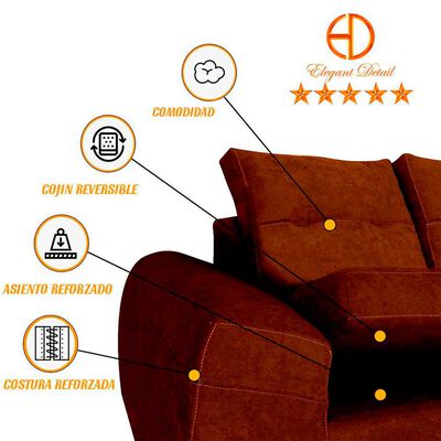 Imagen 2 del producto Seccional Derecho Elegant Houston Cheise Tela 5 Cuerpos Café