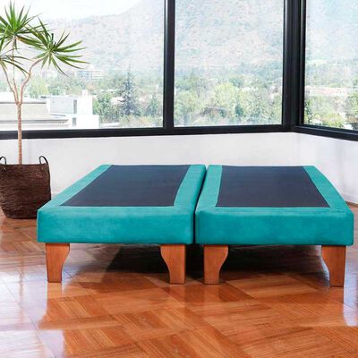 Base Europea Dividida Latam Home 2 Plazas Zen Tela Velvet Turquesa