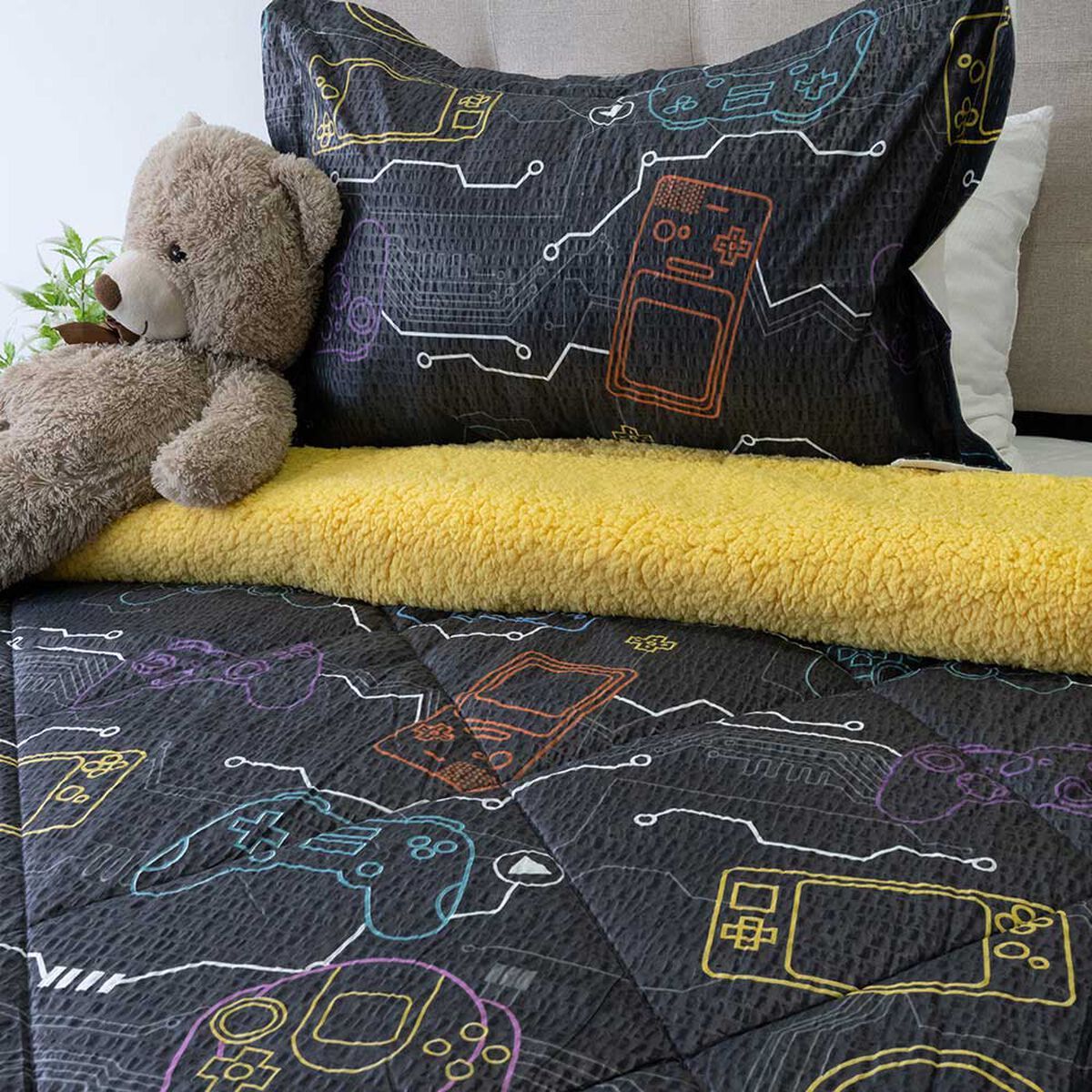 Plum&oacute;n Infantil Doral 1.5 Plazas Senses Estampado Gamer