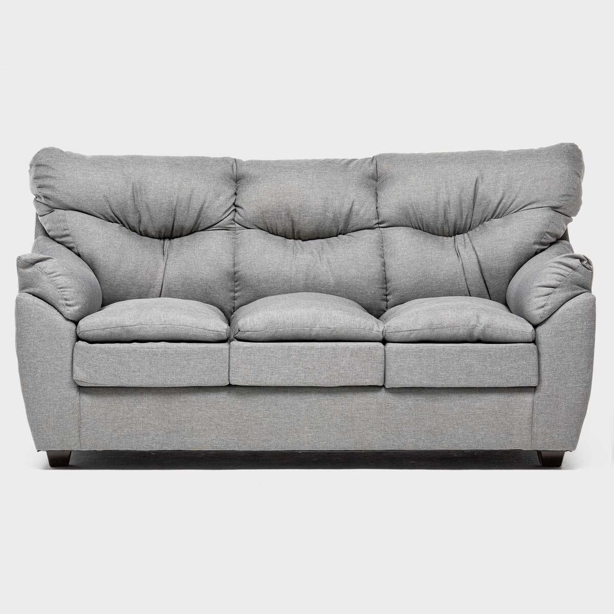 Juego de Living Almore Belén Sofá 3 Cuerpos + Dos Sillones 1 Cuerpo Gris