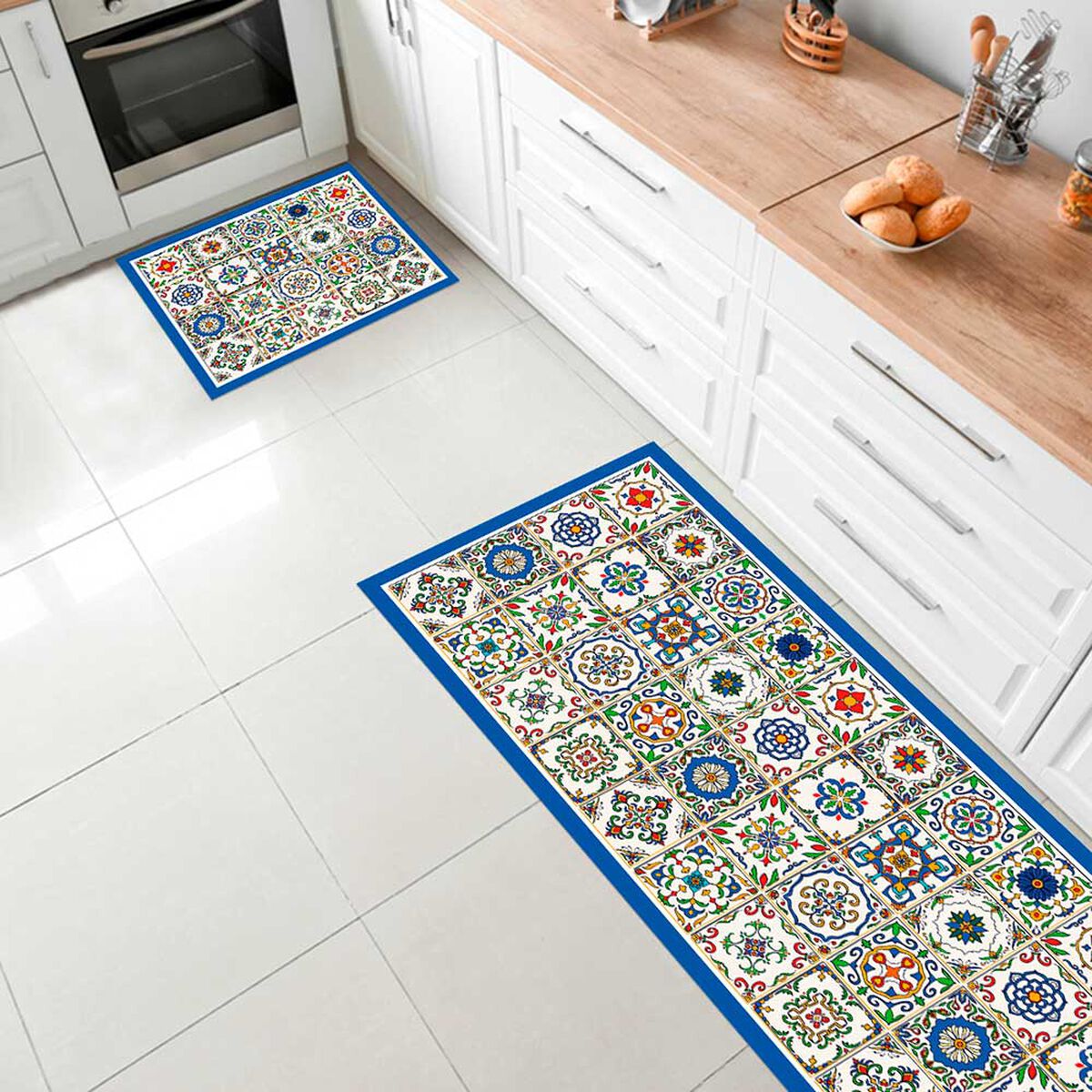 Set 2 Alfombra Davanti Baldosa Española 45 x120 Baldosa Española