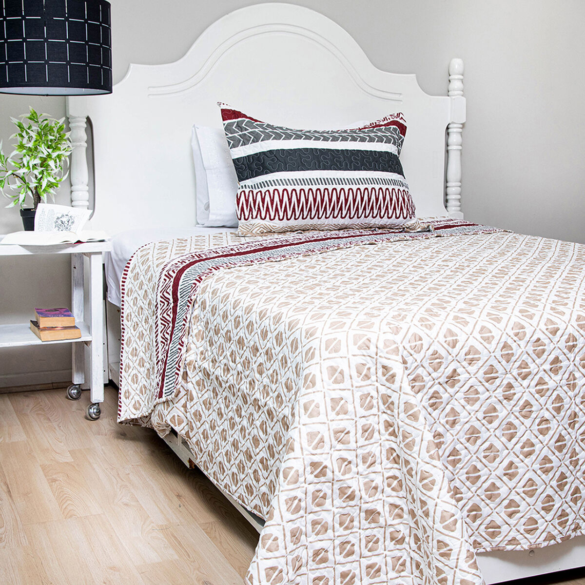 Quilt Doral 1,5 Plazas Patchwork Blanco