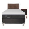 Box Spring CIC 1,5 Plazas Ortopedic Advance + Respaldo + Velador Baker