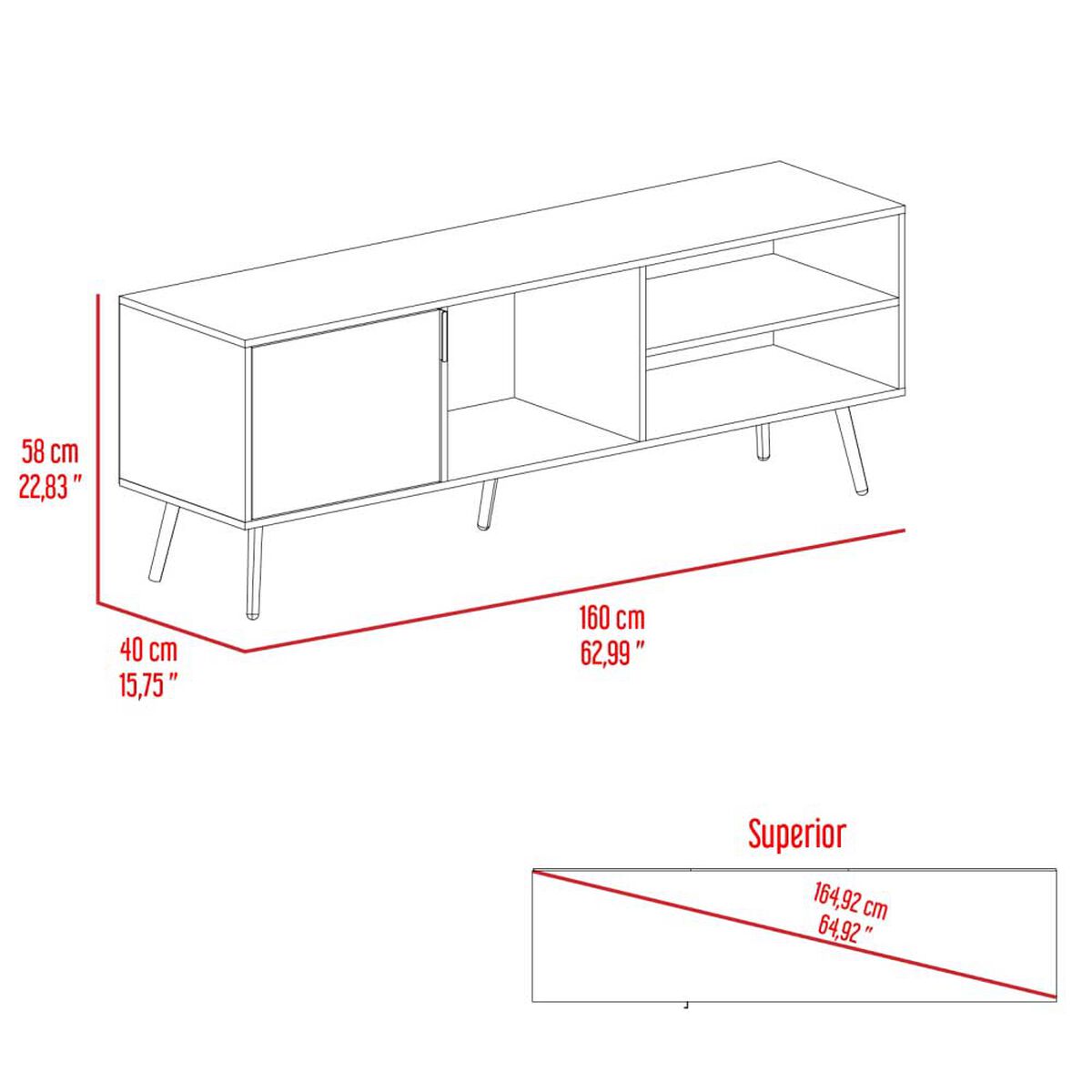 Rack TV TuHome Vulcan Hasta 65" Blanco Y Fresno
