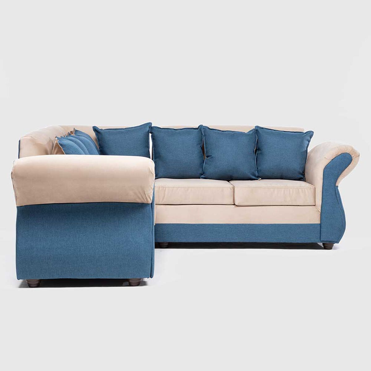 Sofá Seccional Almore New Irlanda 5 Cuerpos Beige Azul