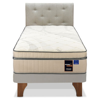 Cama Europea Arena Maximo Cobre 1.5 Pl + Respaldo Almendra