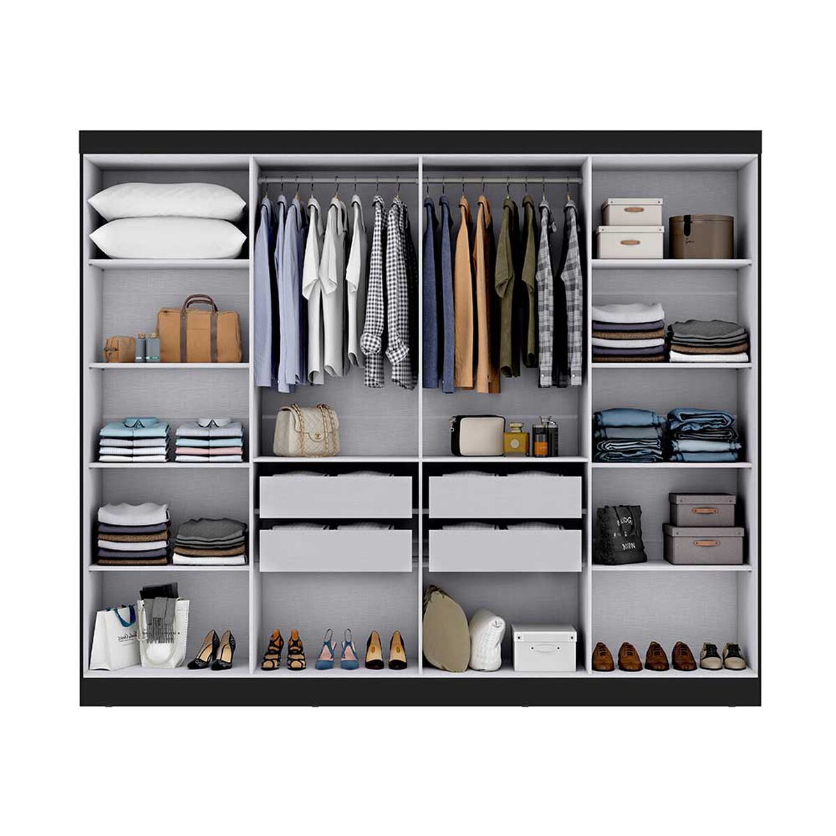 Closet Di Poretti Design Paris 8 Puertas 4 Cajones Negro