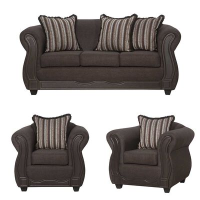 Imagen 1 del producto Juego de Living Black Factory Sofia Sofá 3 Cuerpos + Dos Sillones 1 Cuerpo Café