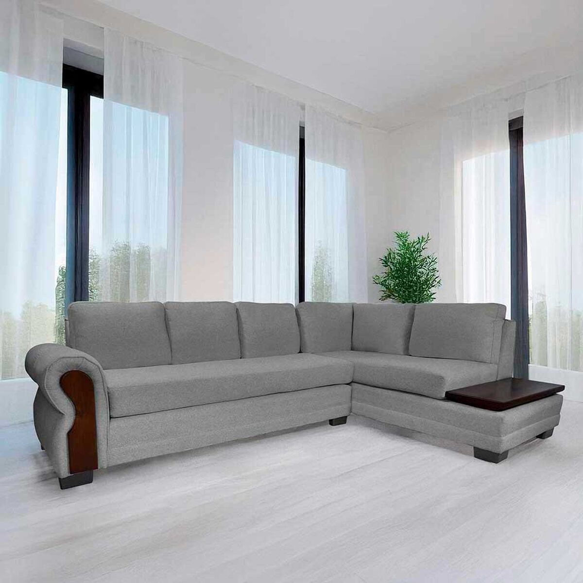 Sof&aacute; Seccional Living Factory Michigan 6 Cuerpos Gris