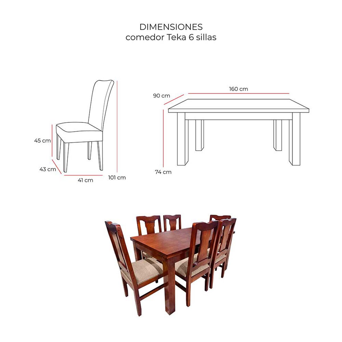 Juego de Comedor Living Factory Teka 6 Sillas Beige