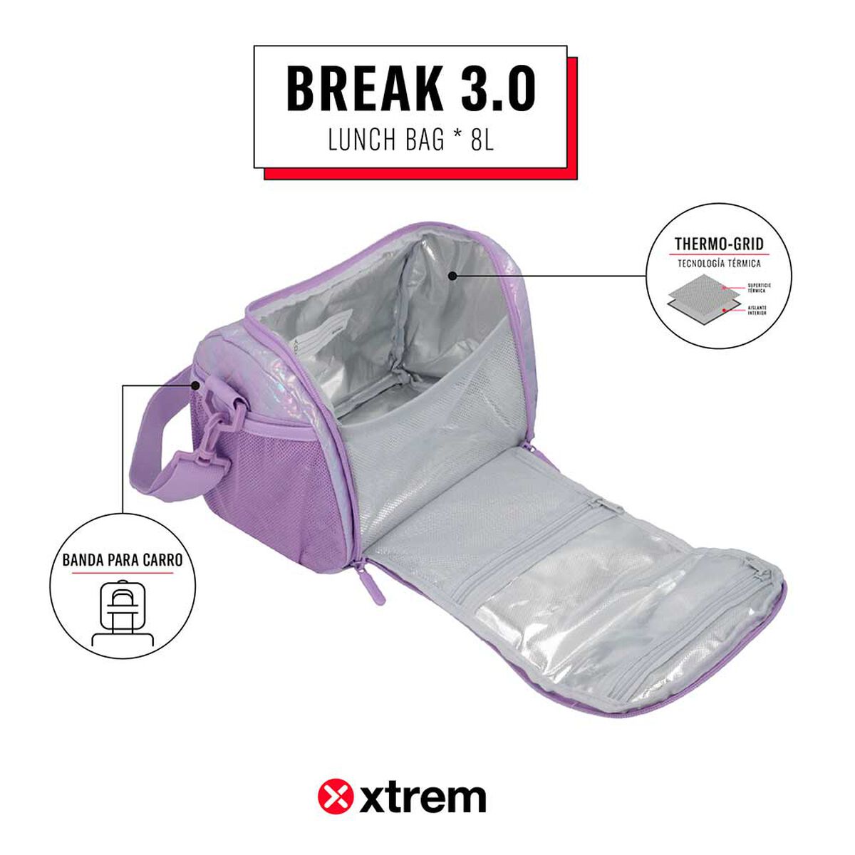 Lonchera Térmica Xtrem Break 3.0 5XT Gato Lila