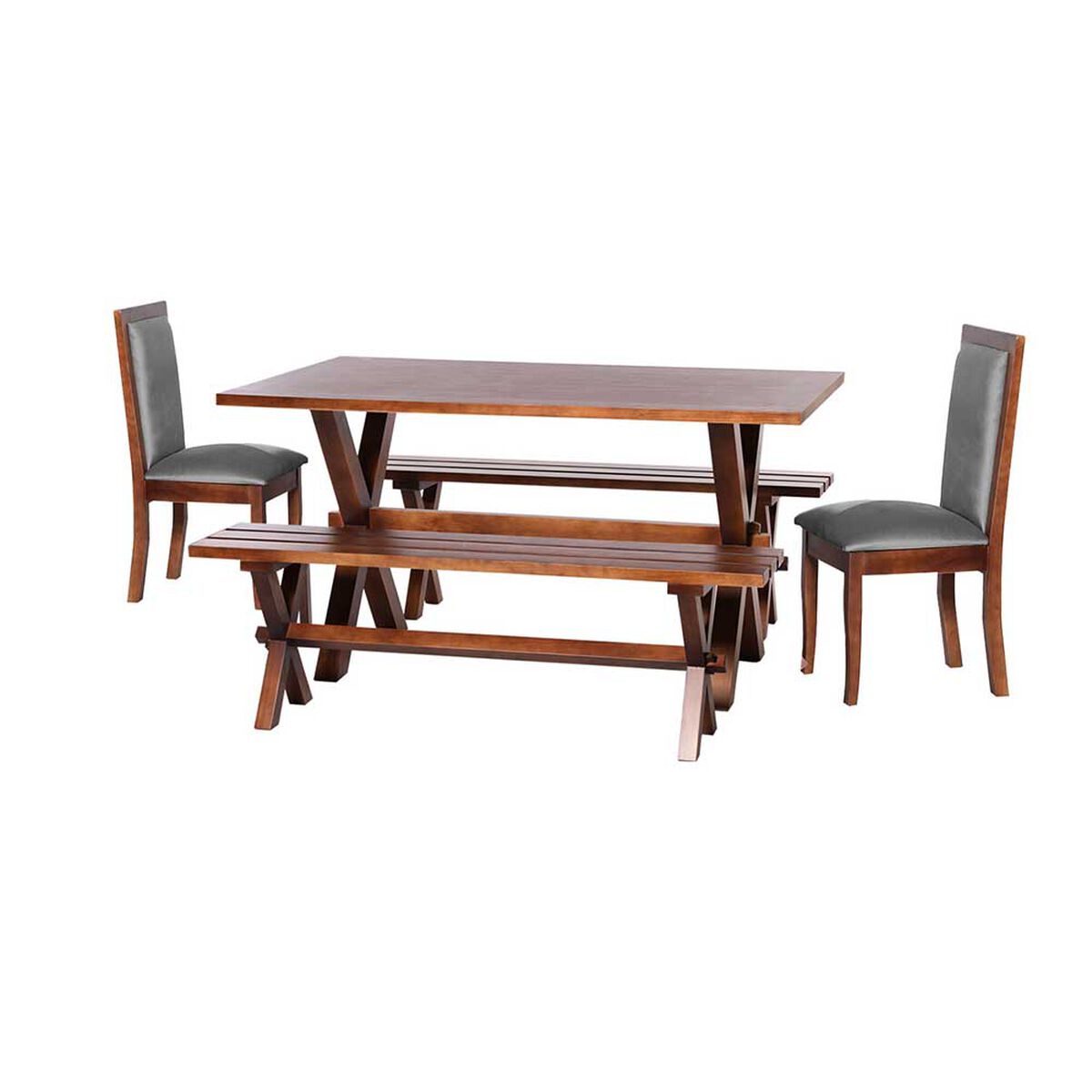 Juego de Comedor Latam Home Sevilla Girona 2 Sillas + 2 Bancas Velvet Gris