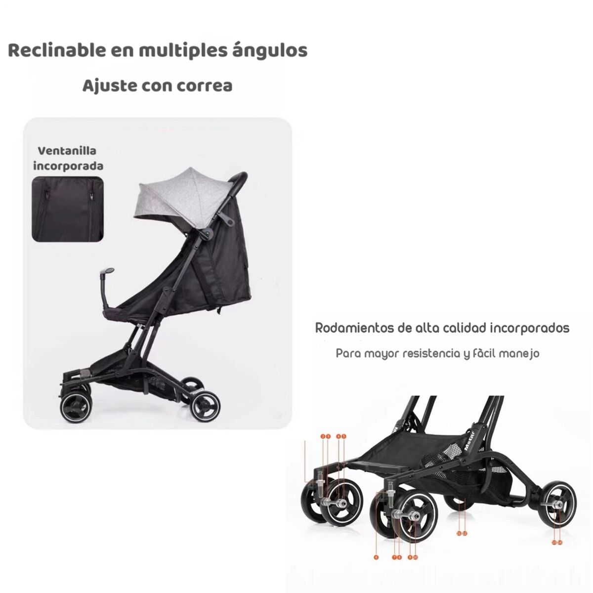 Coche de Paseo Premium Últra Compacto Lubabycas Rosado