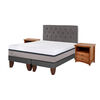 Cama Europea CIC Base Dividida 2 Plazas Balance + Respaldo + 2 Veladores Kavery