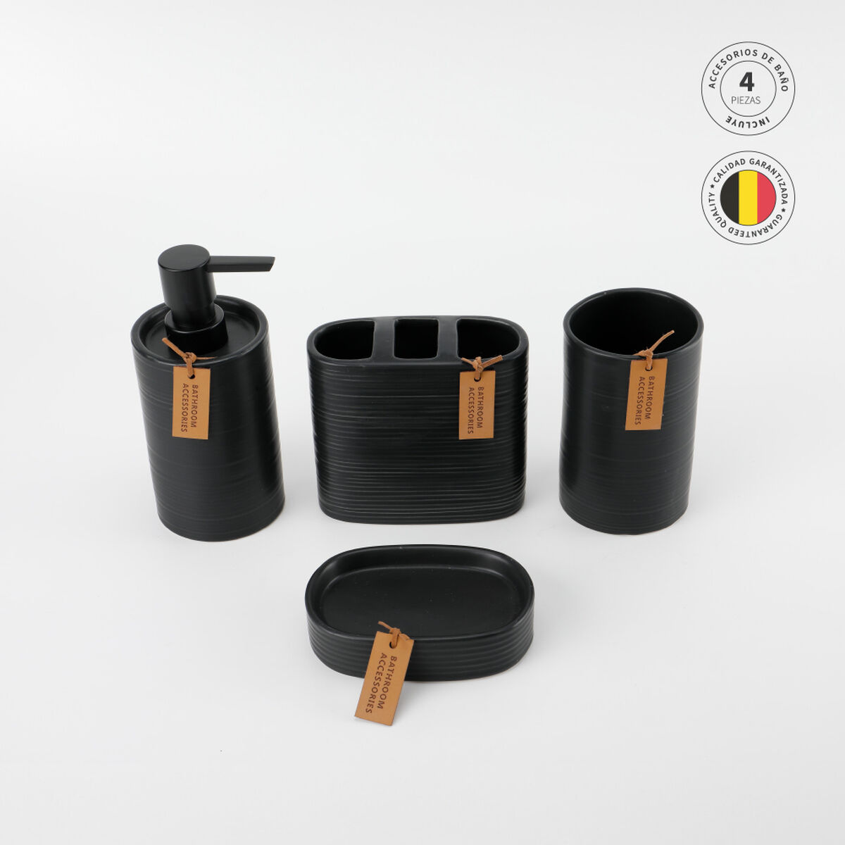 Set 4 Piezas Accesorios de Baño Simplit Cerámica Negro