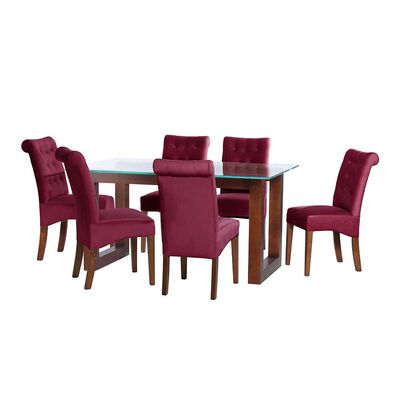 Imagen 1 del producto Juego de Comedor Latam Home Pamplona Cadiz 6 Sillas Velvet Palo Rosa