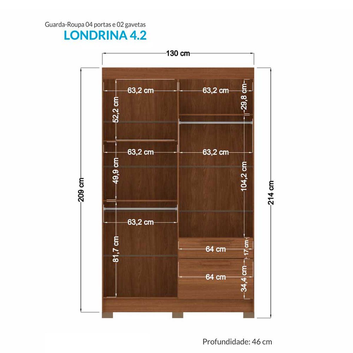 Clóset Onessta Londrina 4 Puertas 2 Cajones Arena