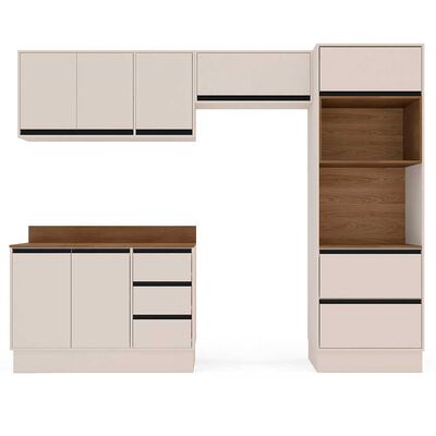 Kit Cocina Modular Premier Vekkahome 7 Puertas 5 Cajones Beige