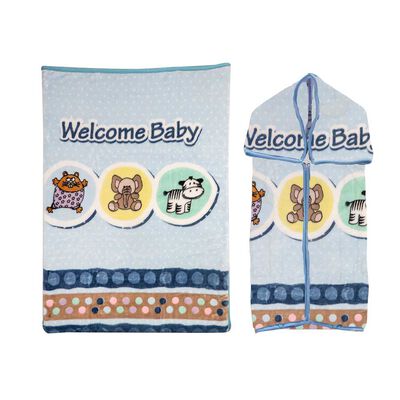 Saco Bebe con Broche Animalistos Celeste Bebesit