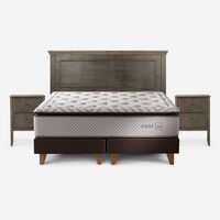 Cama Europea Rosen Base Dividida King Anna + Respaldo + 2 Veladores