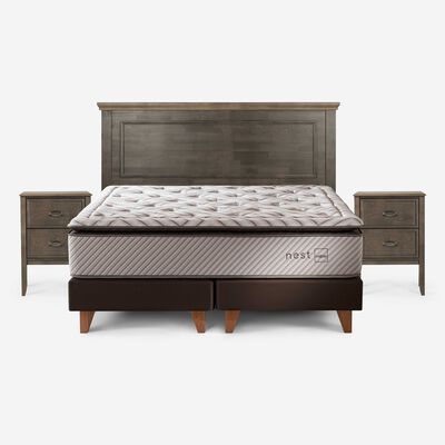 Imagen 1 del producto Cama Europea Rosen Base Dividida King Anna + Respaldo + 2 Veladores