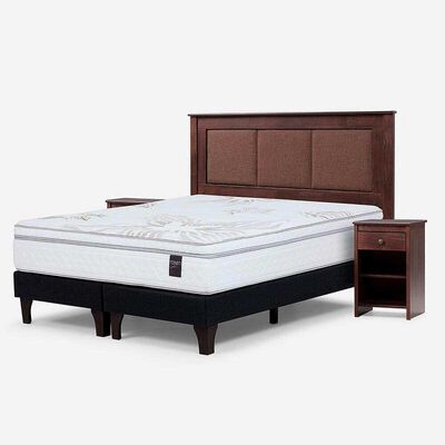 Imagen 2 del producto Cama Europea Rosen 2 Plazas Art 4 + Respaldo + Velador Rachel Chocolate