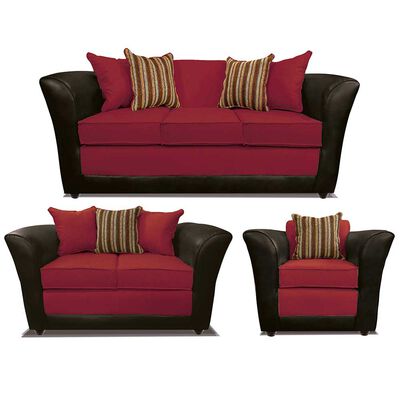 Juego de Living Elegant Detail Minesota Sofá 3 Cuerpos + Sofá 2 cuerpos + Sillón 1 Cuerpo Rojo