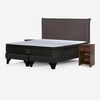 Cama Europea Rosen Base Dividida 2 Plazas Tempo + Respaldo + 2 Veladores Maurice Chocolate