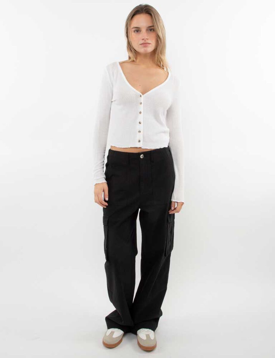 Polera Botones Crop Manga Larga Mujer Icono