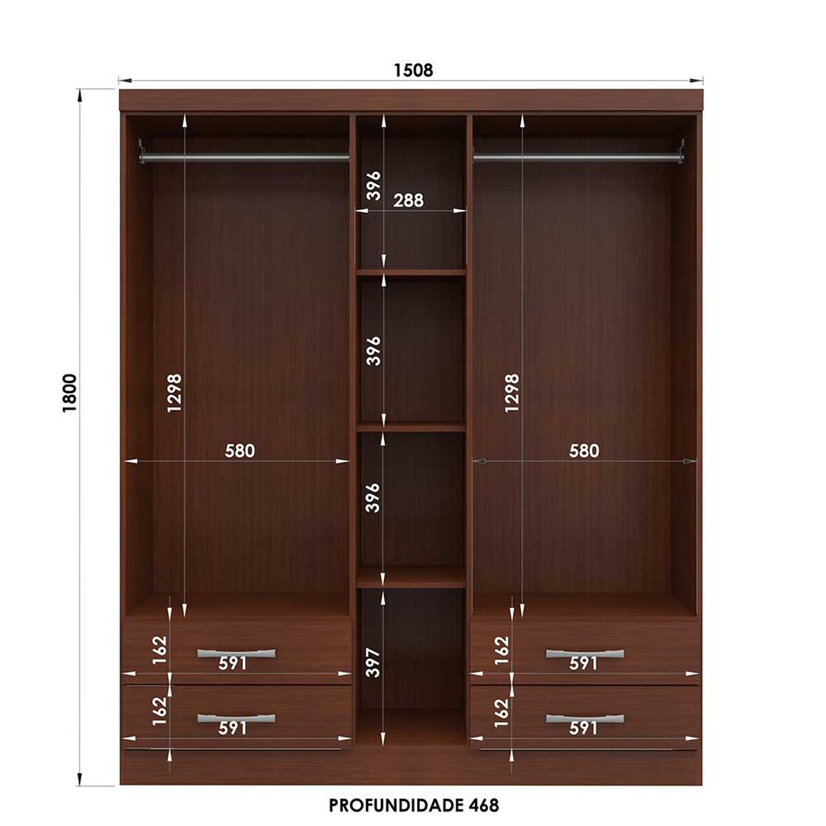 Clóset S445 5 Puertas 4 Cajones