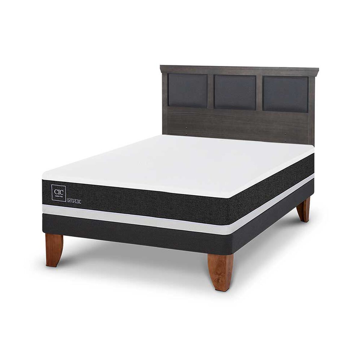 Cama Europea CIC 2 Plazas Ortopedic + Respaldo Torino