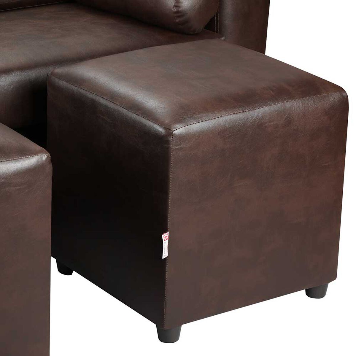 Juego de Living Bodevir Vivo PU 30 Sofá 3 Cuerpos + Dos Pouf 1 Cuerpo Chocolate 