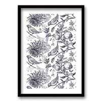 Cuadro Decorativo Retela Pájaros Azules 50 x 35 cm