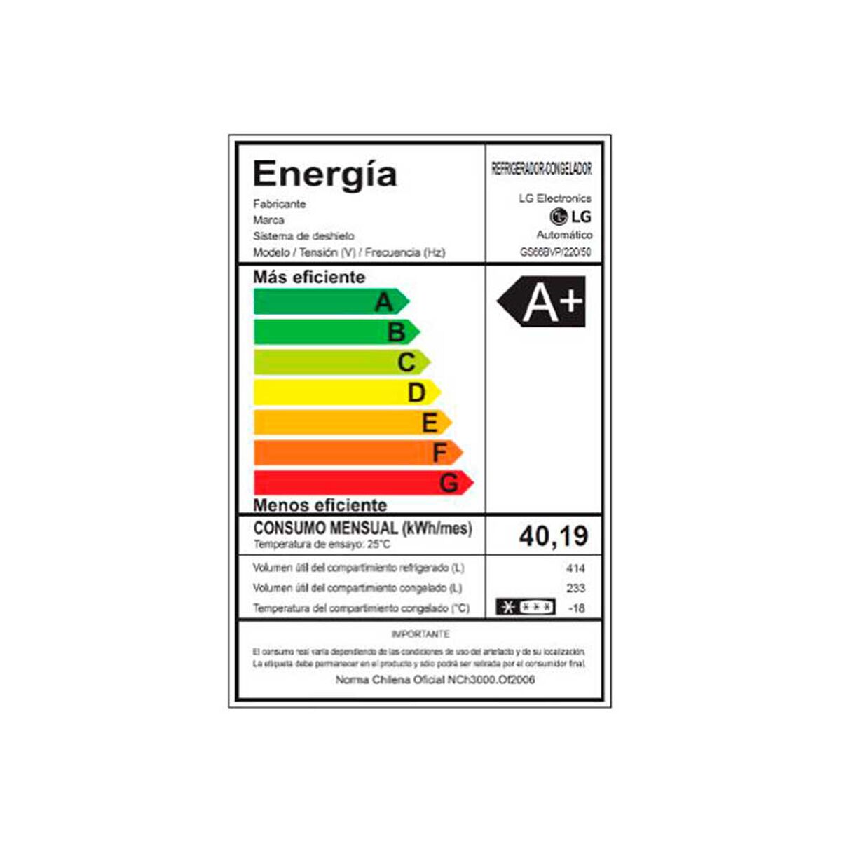Refrigerador Side by Side LG GS66BVP 647 lts.