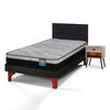 Cama Europea Flex 1,5 Plazas Dream Pro Box + Respaldo Royal Negro + Velador Rock