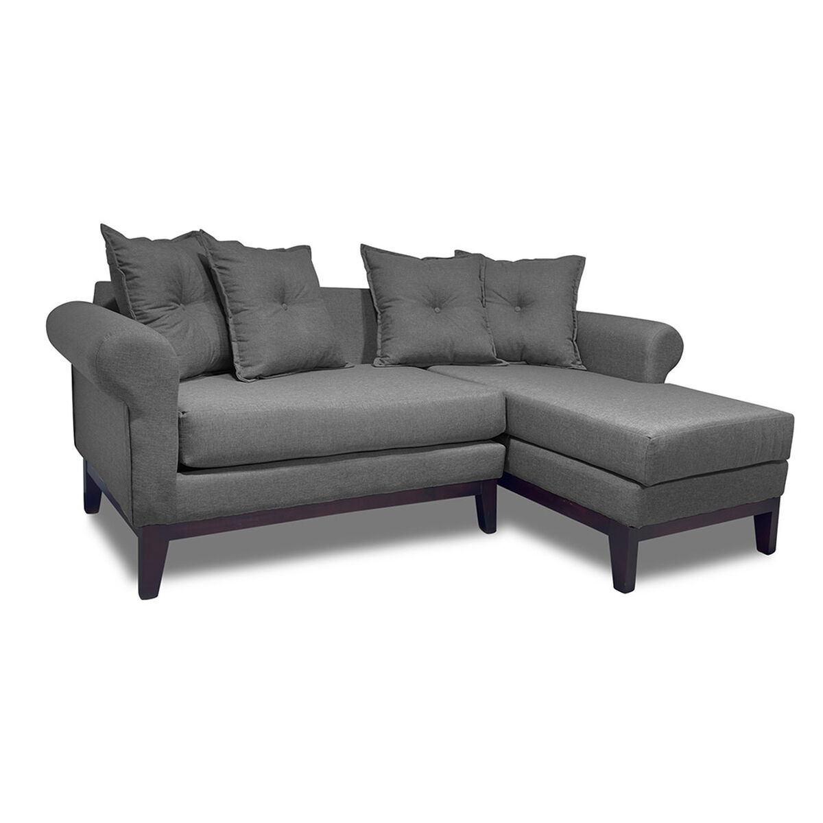 Seccional Derecho Living Factory Oklahoma 4 Cuerpos Gris