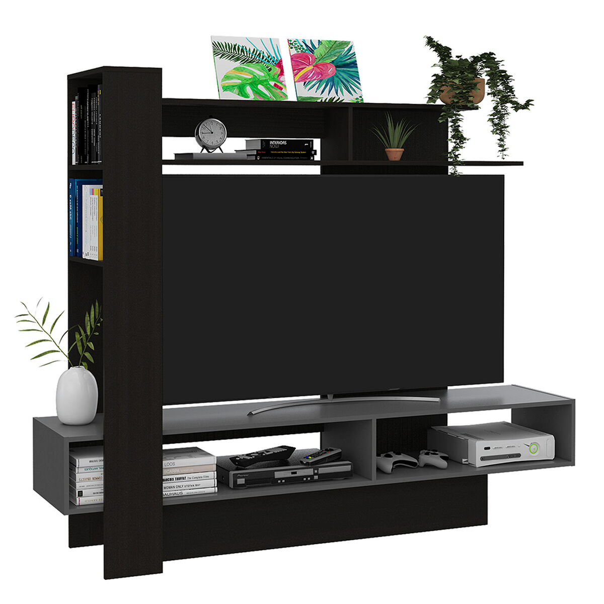 Centro de Entretencion TV TuHome Flamenco Wengue / Plomo Hasta 60"
