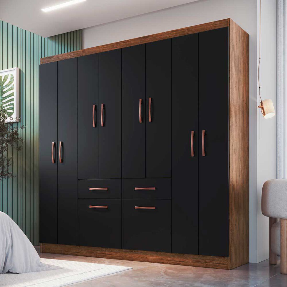 Closet Altavisi&oacute;n 588008 Negro Casta&ntilde;a  8 Puertas 2 Cajones