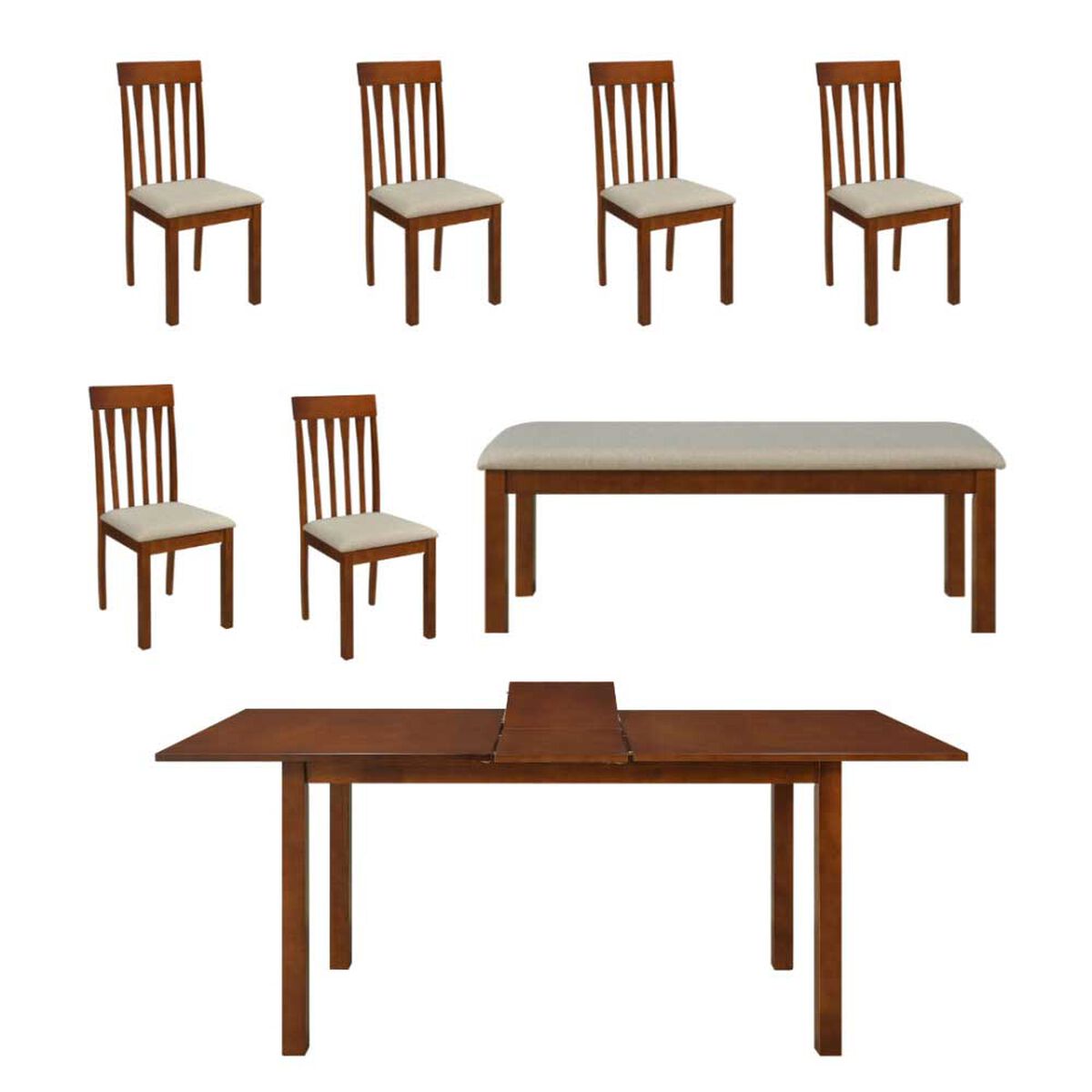 Juego de Comedor Fm Furniture Qatar M1800 6 Sillas 1 Banca