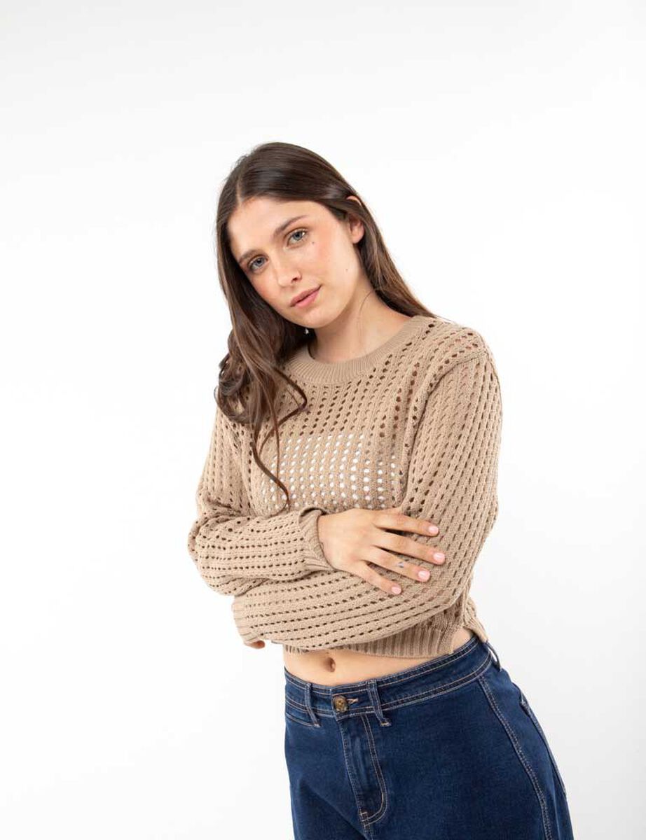 Sweater Crop Crochet Mujer Icono