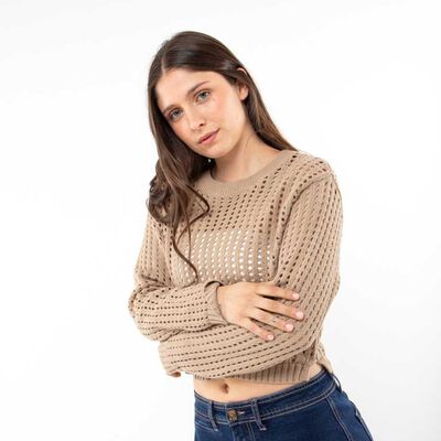 Sweater Crop Crochet Mujer Icono