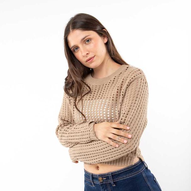 Sweater Crop Crochet Mujer Icono