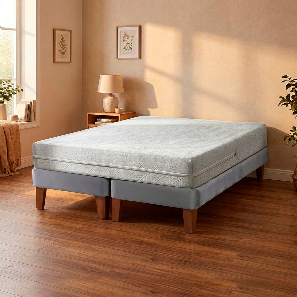 Cama Europea Latam Home 2 Plazas Zen Best 190 cm Gris