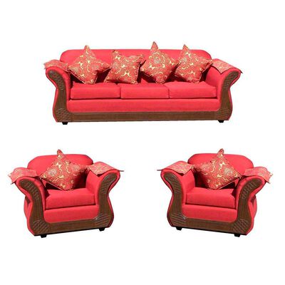Juego de Living Almore Irlanda Sofá 3 Cuerpos + Dos Sillones 1 Cuerpo Rojo