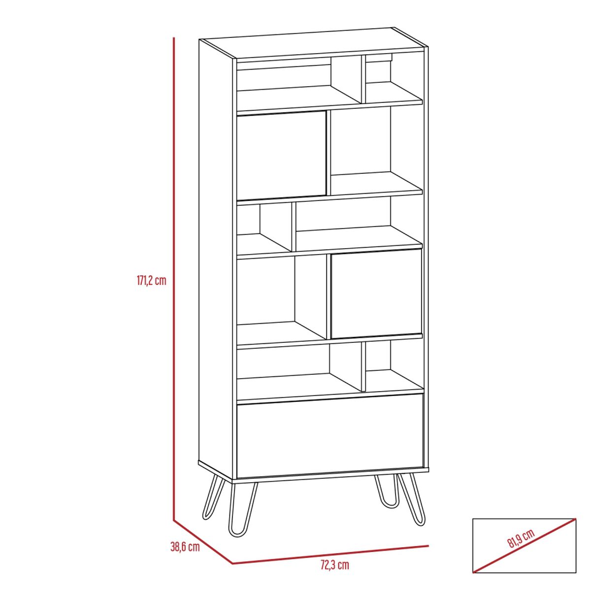 Rack TV Hasta 55" + Biblioteca TuHome Vassel