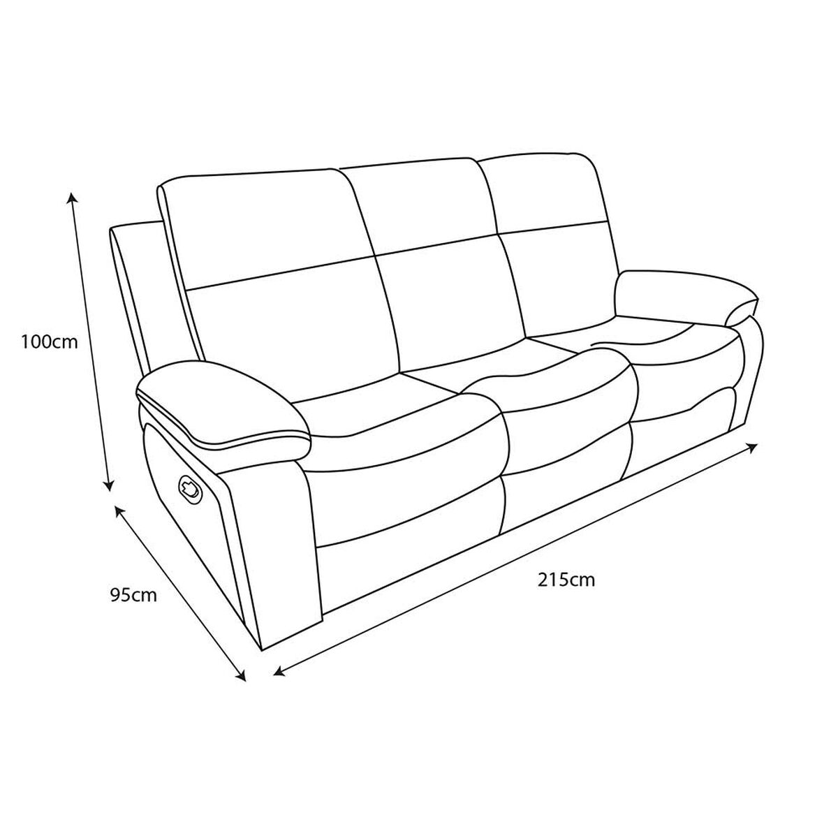 Sofá Reclinable Zoy Home Brunei 3 Cuerpos Negro