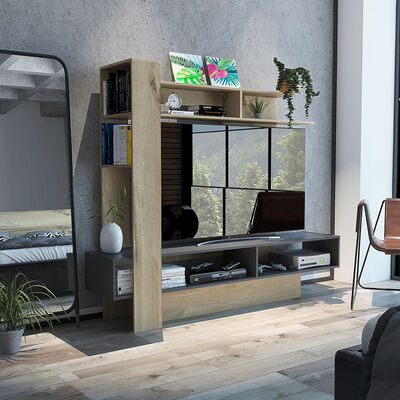 Estante TV TuHome Flamenco Duna /Plomo Hasta 60"